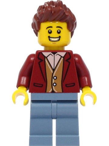 LEGO® Minifigurák cty1395 - Teacher - Male, Dark Red Suit Jacket, Sand Blue Legs, Reddish Brown Hair