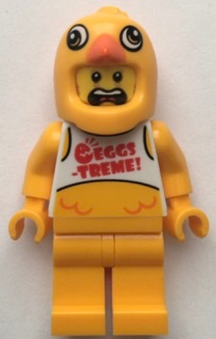 LEGO® Minifigurák cty1398 - Clemmons - Stuntz Driver, Bright Light Orange Chicken Head Helmet, White Tank Top with 'EGGS-TREME!'