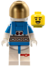 Lunar Research Astronaut - Male, White and Dark Azure Suit, White Helmet, Metallic Gold Visor, Moust