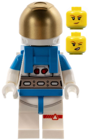 LEGO® Minifigurák cty1408 - Lunar Research Astronaut - Female, White and Dark Azure Suit, White Helmet, Metallic Gold Visor, Fre