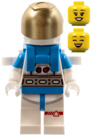Lunar Research Astronaut - Female, White and Dark Azure Suit, White Helmet, Metallic Gold Visor, Bac