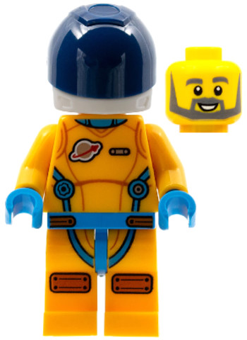 LEGO® Minifigurák cty1410 - Lunar Research Astronaut - Male, Bright Light Orange and Dark Azure Suit, White Helmet, Dark Blue Vi