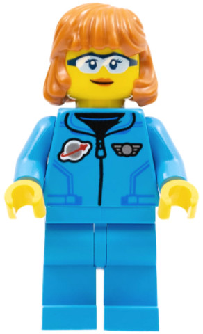 LEGO® Minifigurák cty1411 - Lunar Research Astronaut - Female, Dark Azure Jumpsuit, Dark Orange Hair, Safety Glasses