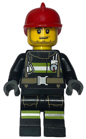 LEGO® Minifigurák cty1416 - Fire - Reflective Stripes with Utility Belt, Red Fire Helmet, Male Smirk