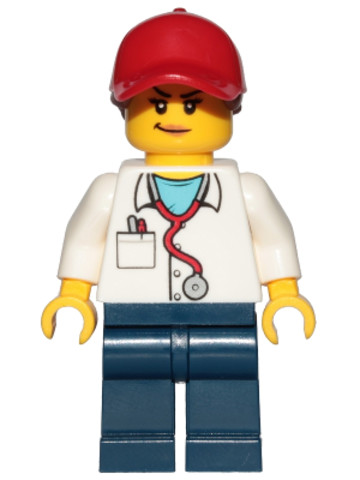 LEGO® Minifigurák cty1418 - Personal Trainer - Female, Red Ball Cap with Reddish Brown Ponytail
