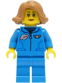 Lunar Research Astronaut - Female, Dark Azure Jumpsuit, Medium Nougat Hair, Glasses
