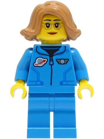 LEGO® Minifigurák cty1422 - Lunar Research Astronaut - Female, Dark Azure Jumpsuit, Medium Nougat Hair, Glasses