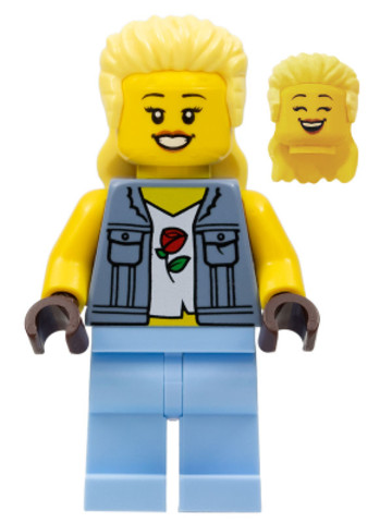 LEGO® Minifigurák cty1453 - Stuntz Spectator - Bright Light Yellow Mullet, Sand Blue Vest over Rose Shirt, Bright Light Blue Leg