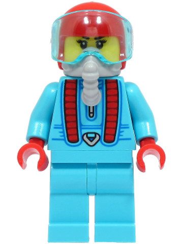 LEGO® Minifigurák cty1496 - Stuntz Driver - Female, Medium Azure Jumpsuit, Red Helmet