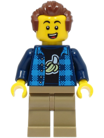 LEGO® Minifigurák cty1498 - Stuntz Spectator - Male, Dark Blue and Dark Azure Jacket, Dark Tan Legs, Reddish Brown Hair