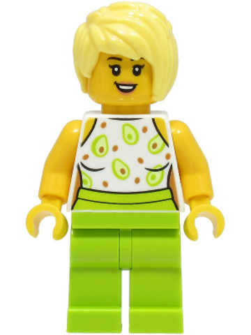 LEGO® Minifigurák cty1507 - Sandwich Shop Customer - Female, White Top, Lime Legs, Bright Light Yellow Hair
