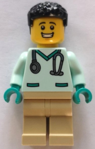 LEGO® Minifigurák cty1533 - Veterinarian - Male, Light Aqua Scrubs, Tan Legs, Black Hair