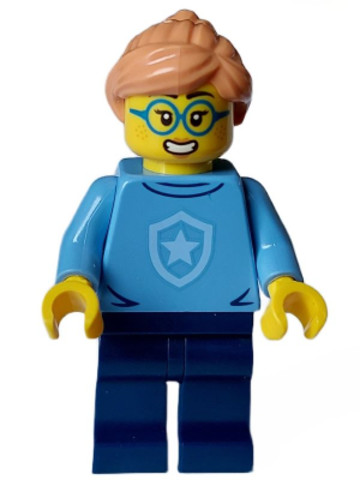 LEGO® Minifigurák cty1562 - Police - City Officer in Training Female, Medium Blue Shirt with Badge, Dark Blue Legs, Nougat Hair,