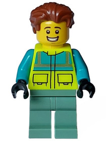 Paramedic - Male, Dark Turquoise and Neon Yellow Safety Vest, Sand Green Legs, Reddish Brown Hair, O