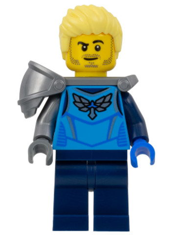 LEGO® Minifigurák cty1576 - Stuntz Driver - Male, Dark Azure Racing Shirt with Silver Wings Logo, Dark Blue Legs, Flat Silver Sh