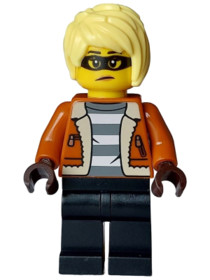 Police - City Bandit Crook Female, Dark Orange Jacket, Black Legs, Bright Light Yellow Hair