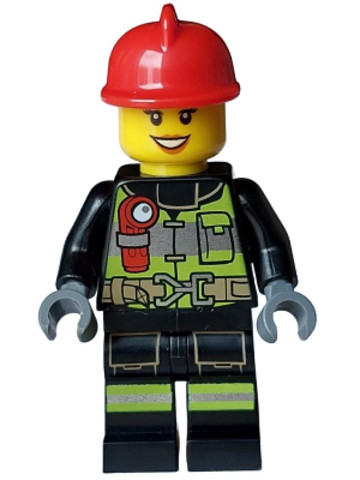 LEGO® Minifigurák cty1596 - Fire - Female, Reflective Stripes with Utility Belt and Flashlight, Red Fire Helmet