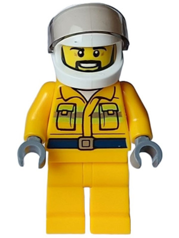 LEGO® Minifigurák cty1597 - Fire - Male, Reflective Stripes, Bright Light Orange Jacket and Legs, White Helmet, Trans-Brown Viso