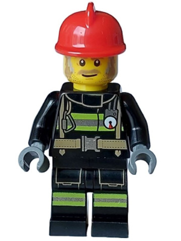 LEGO® Minifigurák cty1598 - Fire - Male, Reflective Stripes with Utility Belt, Red Fire Helmet, Dark Tan and Light Bluish Gray S