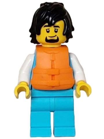 LEGO® Minifigurák cty1608 - Arctic Explorer - Male, Stethoscope, Medium Azure Legs, Black Hair, Orange Life Jacket
