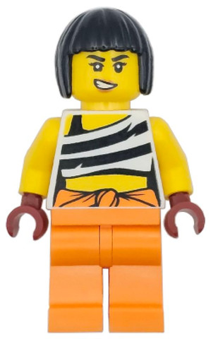 LEGO® Minifigurák cty1744 - Női rab minifigura vágott csíkos felsőben