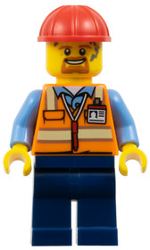 LEGO® Minifigurák cty1756 - Építőmunkás - férfi biztonsági mellénnyel és piros biztonsági sisakkal