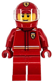 Formula 1 Driver, Ferrari - Male, Red Racing Suit and Helmet, Trans-Clear Visor
