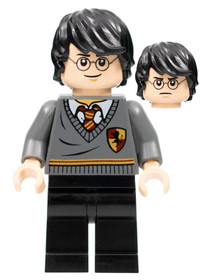Harry Potter - Griffendél csíkos pulóver Fekete nadrág, Kócos haj 