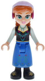 Anna - Blue Skirt, Black Boots and Black Top, Light Aqua Sleeves, Narrow Smile
