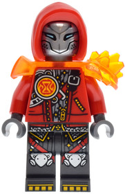 LEGO®  drm112 - Cooper robot piros sapkában, átlátszó narancssárga vállpáncéllal