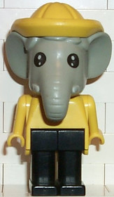 Fabuland Minifigura 4-es Elefánt - Sárga Kalap és Fekete Szemek (használt)
