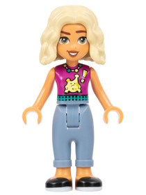 Friends Nova - Magenta Sleeveless Shirt, Sand Blue Trousers with Cuffs, Black Shoes