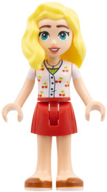 Friends Matilde - White Shirt with Cherries, Red Skirt, Dark Orange Shoes