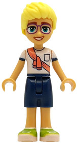 Friends Olly - White Shirt with Coral Scarf, Dark Blue Shorts, Lime Shoes