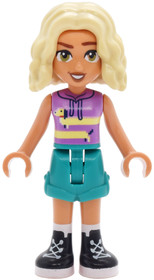 Friends Nova - Medium Lavender Sleeveless Hoodie with Dachshund, Dark Turquoise Shorts, Black Boots