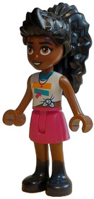 Friends Elsa D - White Knotted Sleeveless Shirt, Magenta Skirt, Black Boots