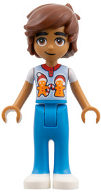 Friends Leo - Bright Light Blue Shirt with Gingerbread Men