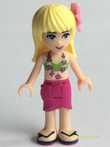 LEGO® Minifigurák frnd116 - Stephanie - Lila Szoknyában, Lime Bikini Felsőben, Virágfüzérrel 