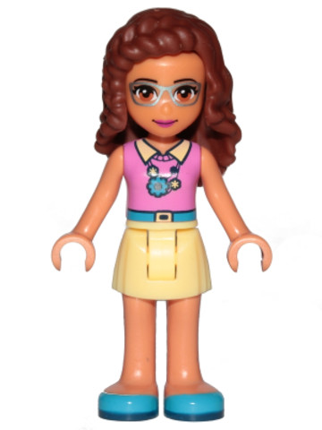 LEGO® Minifigurák frnd235 - Friends Olivia (Nougat) - Bright Light Yellow Skirt, Dark Pink Top