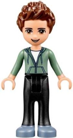 LEGO® Minifigurák frnd240 - Ethan - Fekete Nadrágban, Homokzöld Pulóverrel
