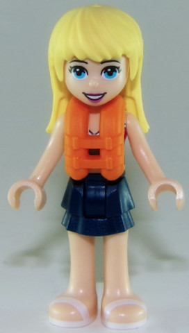 LEGO® Minifigurák frnd267 - Friends Stephanie - Dark Blue Layered Skirt, Magenta and Medium Blue Swimsuit Top, Life Jacket