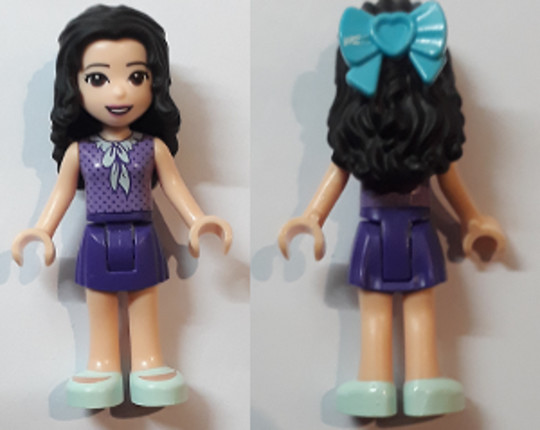 LEGO® Minifigurák frnd283 - Friends Emma - Dark Purple Skirt, Medium Lavender Top, Light Aqua Shoes, Bow