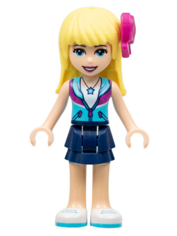 LEGO® Minifigurák frnd300 - Friends Stephanie - Dark Blue Layered Skirt, Medium Azure and Dark Purple Jacket, Bow