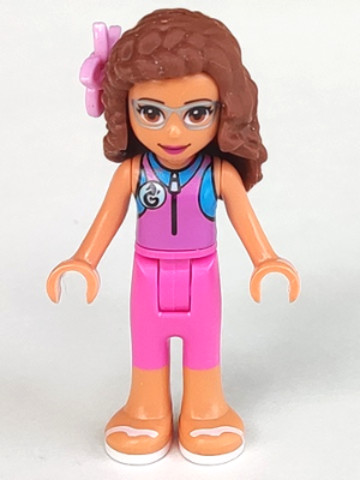 LEGO® Minifigurák frnd307 - Friends Olivia (Nougat) - Dark Pink Wetsuit, Flower