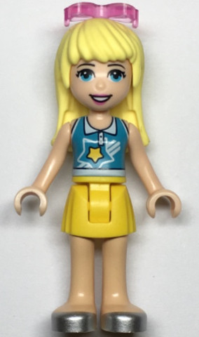 LEGO® Minifigurák frnd334 - Friends Stephanie - Yellow Skirt, Medium Azure and White Top, Sunglasses