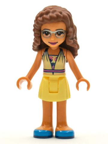 LEGO® Minifigurák frnd350 - Friends Olivia (Nougat) - Bright Light Yellow Dress and Blue Shoes