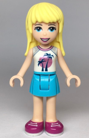 LEGO® Minifigurák frnd353 - Friends Stephanie - Medium Azure Skirt, White Top with Palm Trees