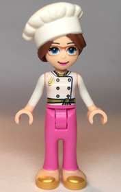 Friends Lillie - White Jacket, Dark Pink Pants, White Chef Toque with Hair
