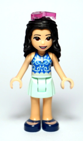 LEGO® Minifigurák frnd366 - Friends Emma - Light Aqua Skirt, Blue Swimsuit Top, Sunglasses