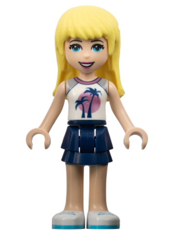 LEGO® Minifigurák frnd371 - Friends Stephanie - Dark Blue Layered Skirt, White Top with Palm Trees